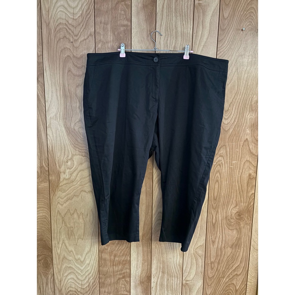Tribella Women Black Capri Pants Size 24W Cropped Trousers 6993CV-520 Stretch